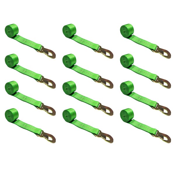 2" x 10' Wheel Lasso Lift Strap w/ Flat Snap Hook Tow Dolly , 12PK